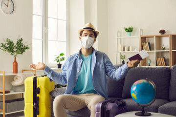 Vacation flight cancellation due to coronavirus covid-19 outbreak worldwide pandemic, lockdown...