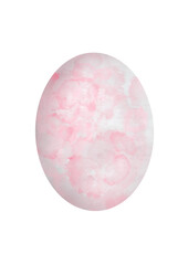 Festive Easter egg isolated on white background. Watercolor hand drawn easter egg. Pink and white stains and splashes. Design for Happy Easter cards, backgrounds, designs. 