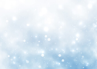 Fototapeta premium ふわふわの雲と雨とボケ 背景イラスト素材（ブルーグレー）