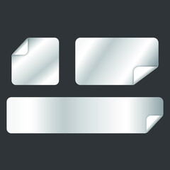 Silver paper sticker with curled corner. Eps10 vector illustration.