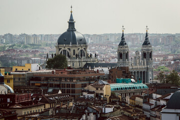 Madrid rooftop view of the city skyline in Spain.