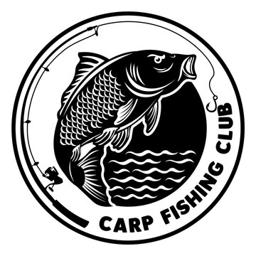 Carp fishing logo vector illustration, perfect for fish business supplier company logo, emblems, labels, badges and design elements
