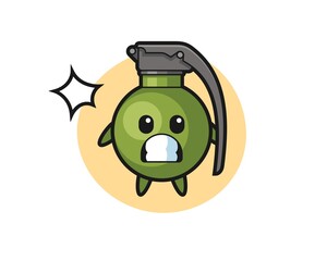 grenade character cartoon with shocked gesture