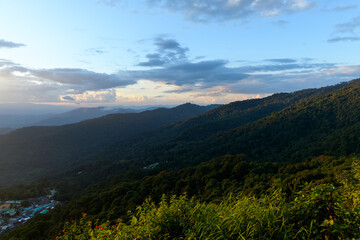 Mountains in sunset at Chiang Mai province, Thailand.