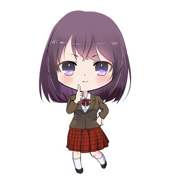 イラスト素材 口に指をあてて笑顔で微笑む制服の女の子 Stock Illustration Adobe Stock