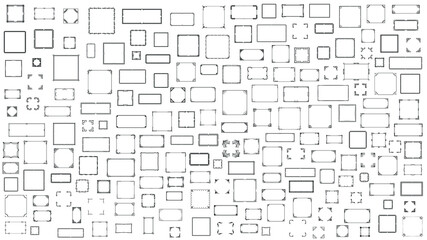 Set Black Simple Line Frame Collection Doodle Square Floral Frame Elements Vector Design Style Sketch Isolated Illustration For Banner