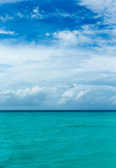 Naklejka na ściany i meble tropical sea under the blue sky. Sea landscape.