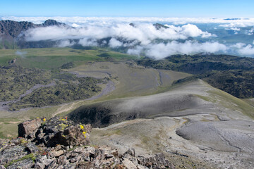 Caucasian landscape. View from northern slope of Elbrus. Prielbrusye National Park, Kabardino-Balkaria, Caucasus, Russia.