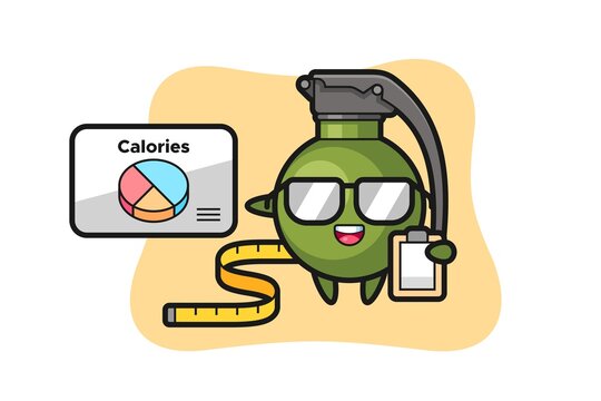 Illustration of grenade mascot as a dietitian