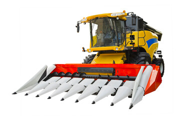 Modern agricultural combine isolated on a white background