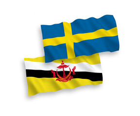Flags of Sweden and Brunei on a white background