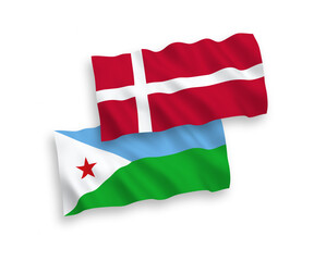Flags of Denmark and Republic of Djibouti on a white background