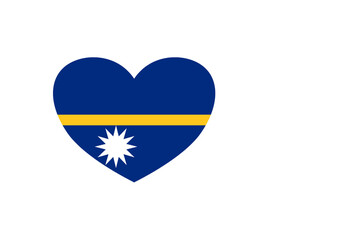 Nauru flag in the heart shape. Isolated on a white background.