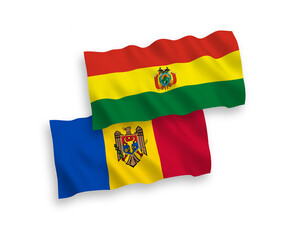 Flags of Moldova and Bolivia on a white background