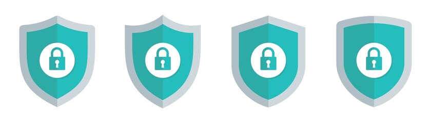 Security shield icon set, Shield with padlock symbol, virus shield lock, vector illustration