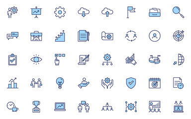 set of management thin line icons , business management, organization