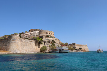 Fortifications on the island of Spinalonga in Crete, Greece