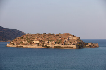 Sunset on the island of Spinalonga in Crete, Greece