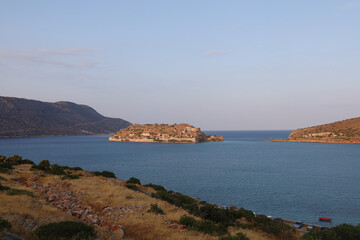 Sunset on the island of Spinalonga in Crete, Greece