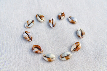 London, United Kingdom, March, 06, 2021:The contour of the heart made of shells
