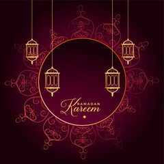 Fototapeta premium islamic arabic style ramadan kareem mandala greeting with lamps decoration