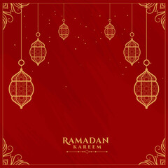 ramadan kareem red decorative flat greeting design