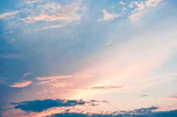 Beautiful summer sunset sky,  pink clouds