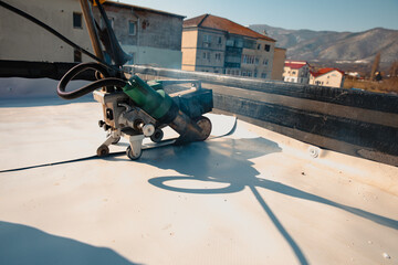 Waterproofing and insulation at construction site, waterproofing membrane preventing water...