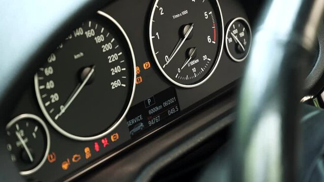 car dashboard turns on at startup close-up