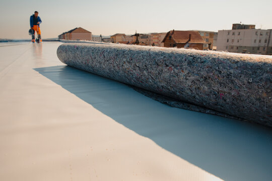 geotextile for roof, covered with synthetic PVC membrane