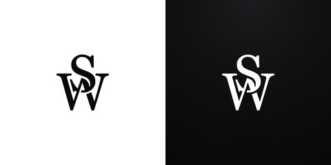 Fototapeta SW / WS initial logo  - elegant and stylish overlapping serif letter  design vector monogram obraz