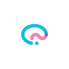 Simple abstract brain logo design in blue and magenta with outline style - line art vector