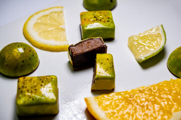 multicolored beautifully decorated handmade candies with fillings