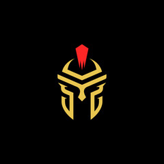 warrior spartan helmet in line art design - editable doodle logo vector