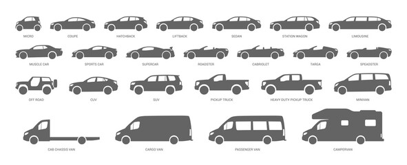 Car body types. Different vehicles. Vector illustration © Paul Kovaloff