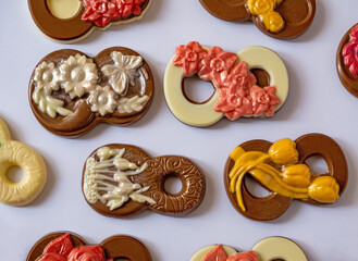 multicolored beautifully decorated handmade candies with fillings