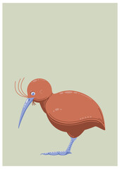 cute kiwi illustration with copy space