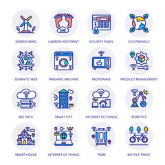 Smart City Filled Circle Icons - Stroked, Vectors