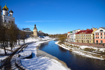 the fortress wall of the Pskov Kremlin