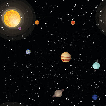 Hand Drawn Solar System Design - Repeatable Pattern Layout