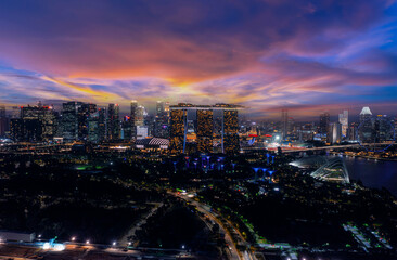 Fototapeta na wymiar View of Singapore skyline at night.