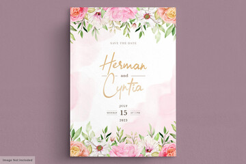 watercolor spring floral invitation card set