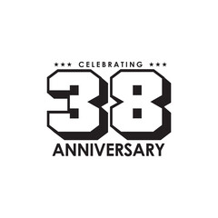 38th year anniversary logo design template
