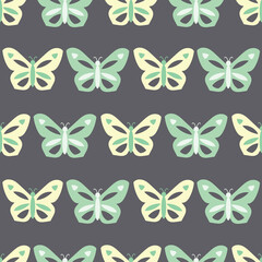 Yellow and green butterfly geometric stripes with grey background pattern. Vector illustration
