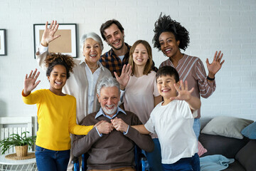 Three Generation Multi Ethnic Family Group At Home
