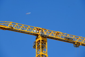 The yellow crane located in Paris center in order to rebuild the roof of Notre Dame. Paris, the 23 march 2021.