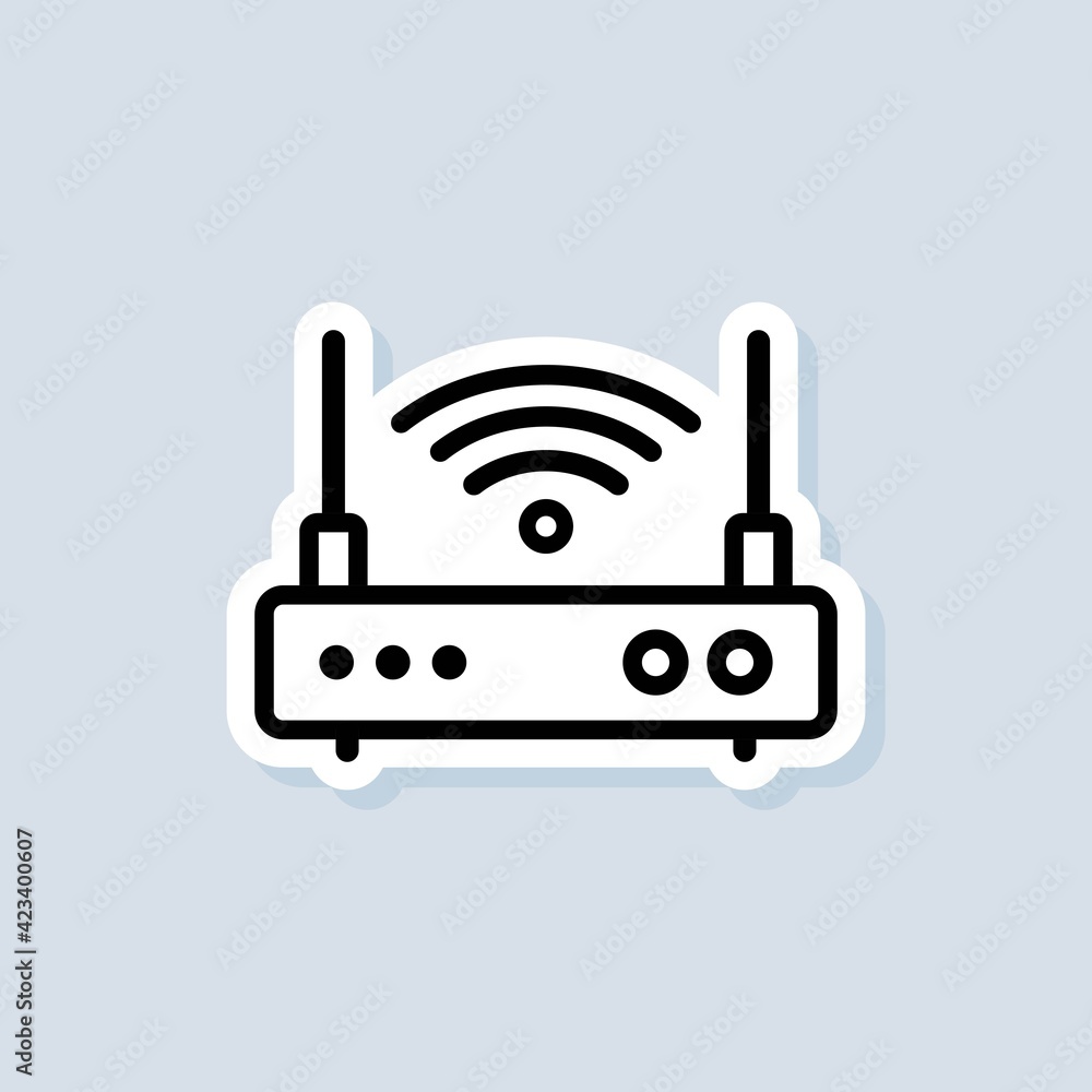 Poster wireless router sticker. wlan router icon or logo. wifi connect. vector on isolated white background