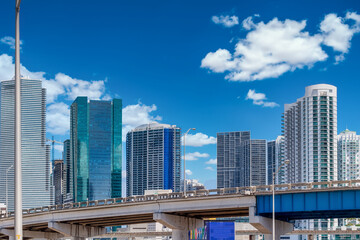 Fototapeta na wymiar Daytime view of Miami city skyline, Florida, USA
