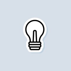 Light bulb sticker. Creative Idea icon. Solution symbol, lamp icons, idea. Symbol of creativity, creative idea, mind, thinking. Vector on isolated white background. EPS 10