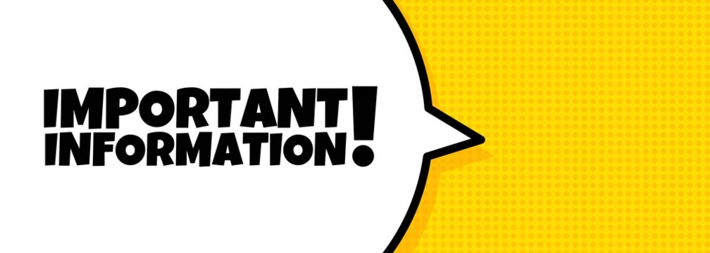 Speech bubble banner with Important information text. Loudspeaker. For business, marketing and advertising. Vector on isolated background. EPS 10